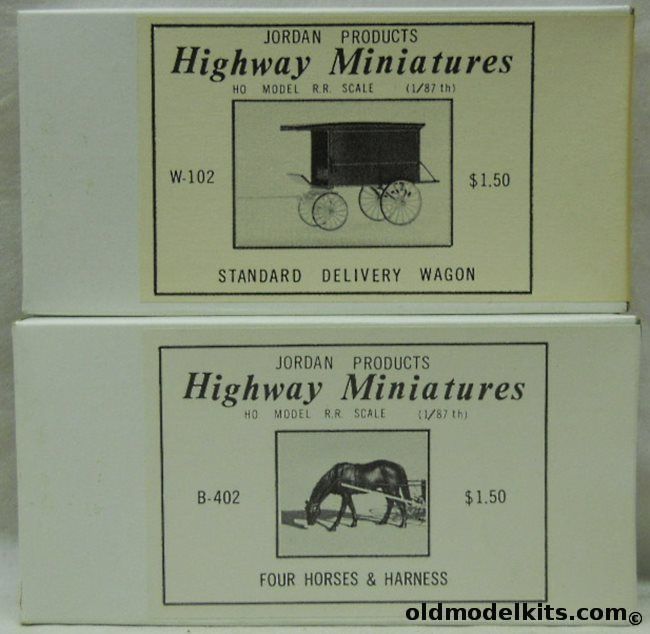 Jordan Products 1/87 Standard Delivery Wagon and Four Horses And Harness HO Scale, W102 B402 plastic model kit